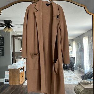 J crew Ella long open sweater coat camel